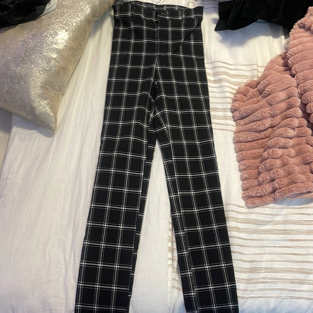 garage black and white plaid pants